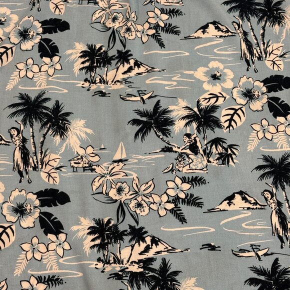 C&C California Blue Tropical Hawaiian Short Sleeve Button Down Shirt Size L - Picture 5 of 7